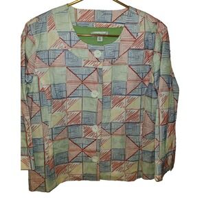 Coldwater Creek jacket Size 16 Womens Embroidered Button Front Grandmacore Lined